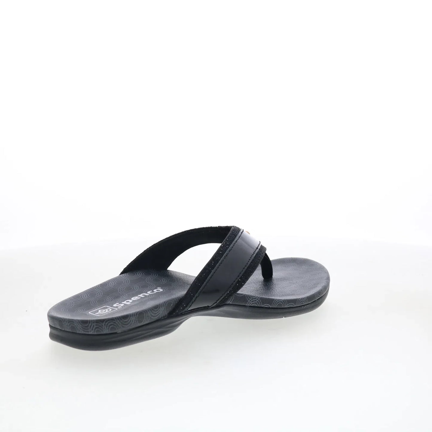 Spenco Cabo SP1225BLK Womens Black Leather Slip On Flip-Flops Sandals Shoes