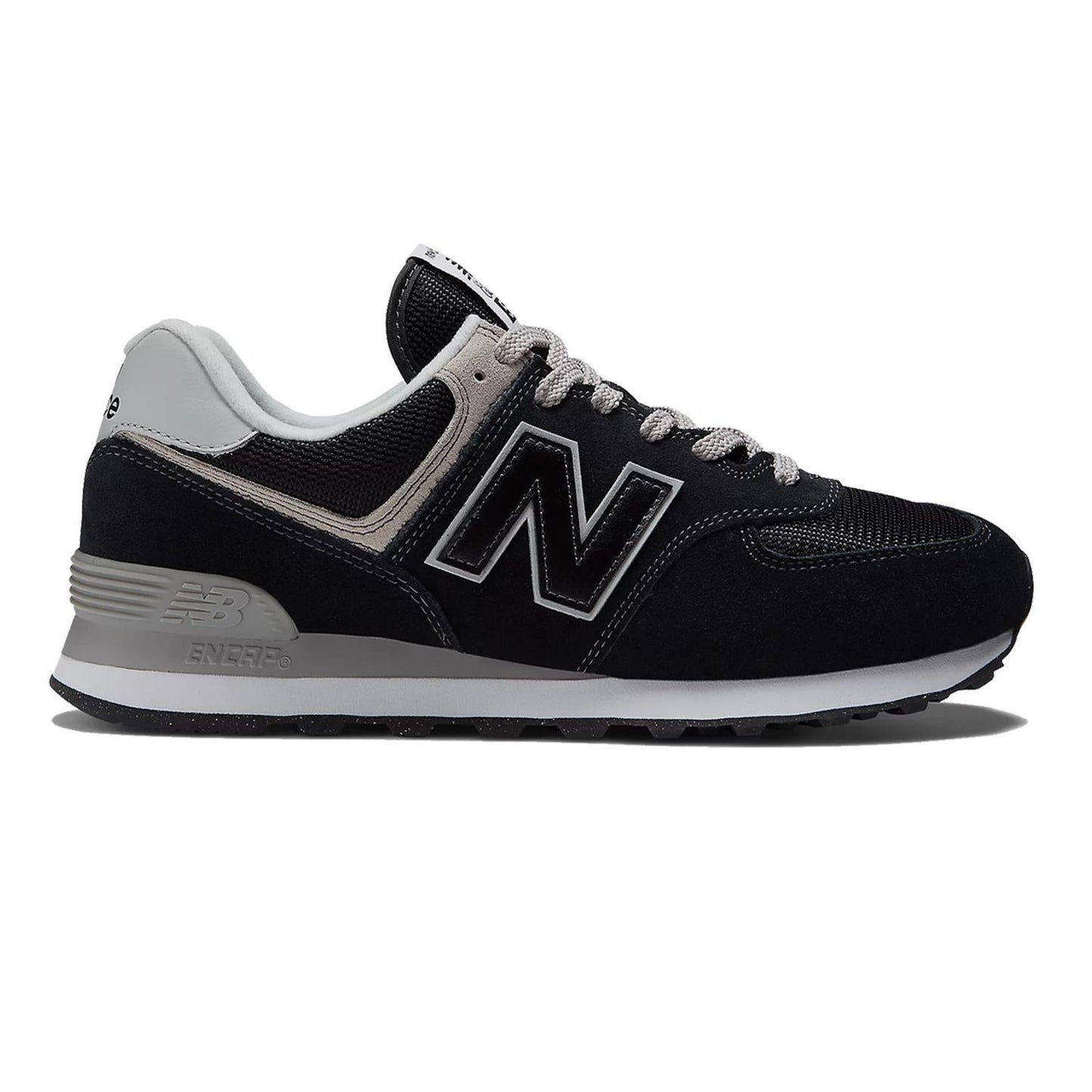 Men's Wide Fit New Balance ML574EVB Walking/Running Trainers - Exclusive - Black/White ENCAP