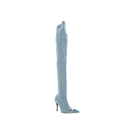 Diesel D-Venus TBT D Y03316-PS288-H4865 Womens Blue Over The Knee Boots