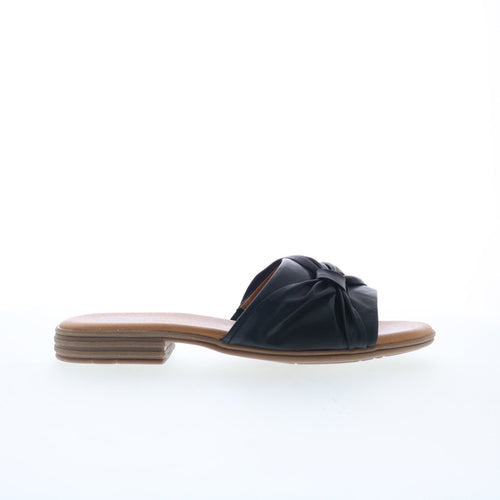 Miz Mooz Daisey Womens Black Leather Slip On Slides Sandals Shoes