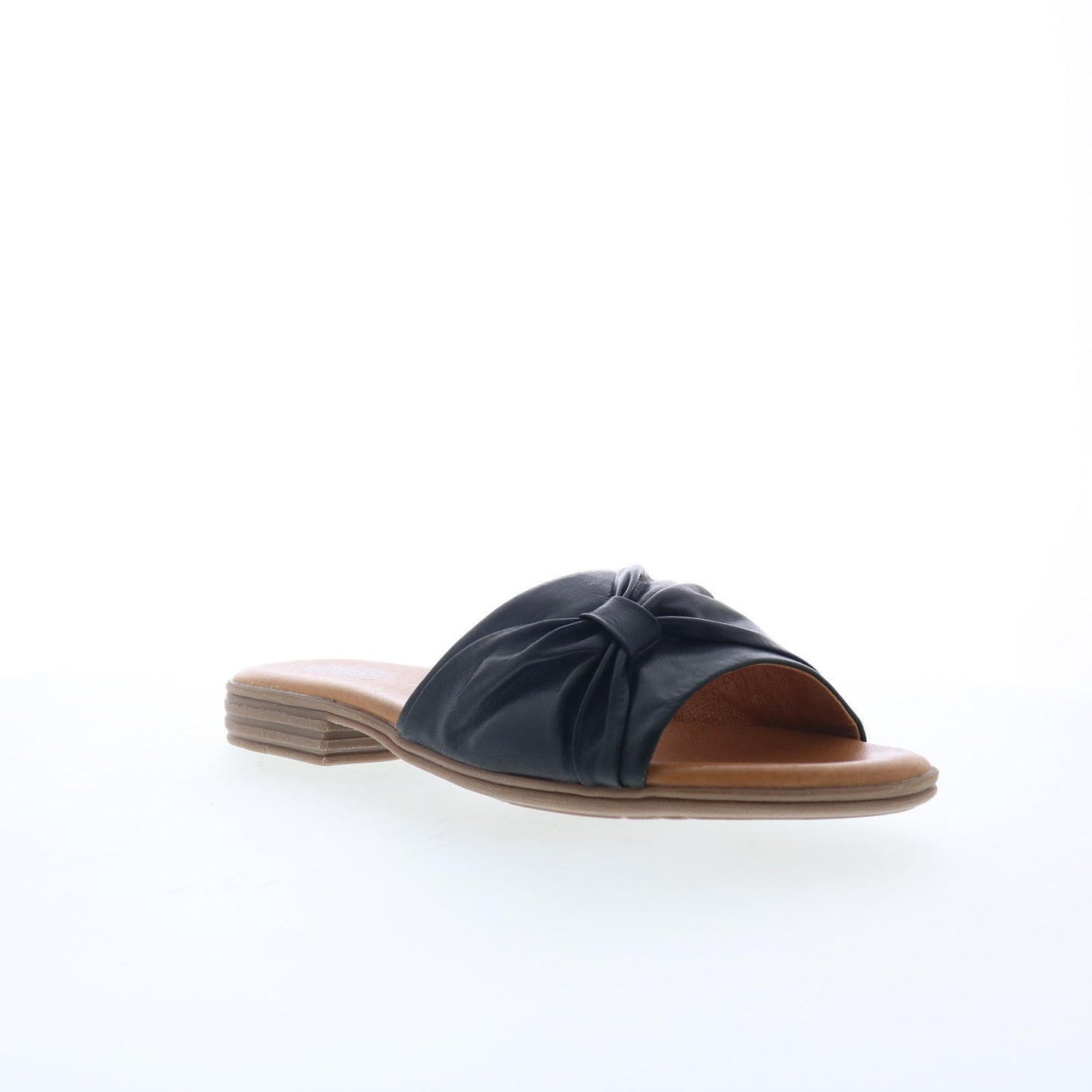 Miz Mooz Daisey Womens Black Leather Slip On Slides Sandals Shoes