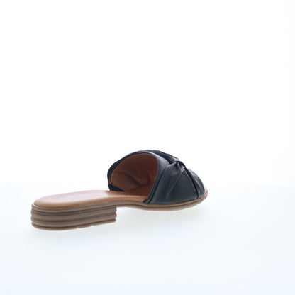 Miz Mooz Daisey Womens Black Leather Slip On Slides Sandals Shoes