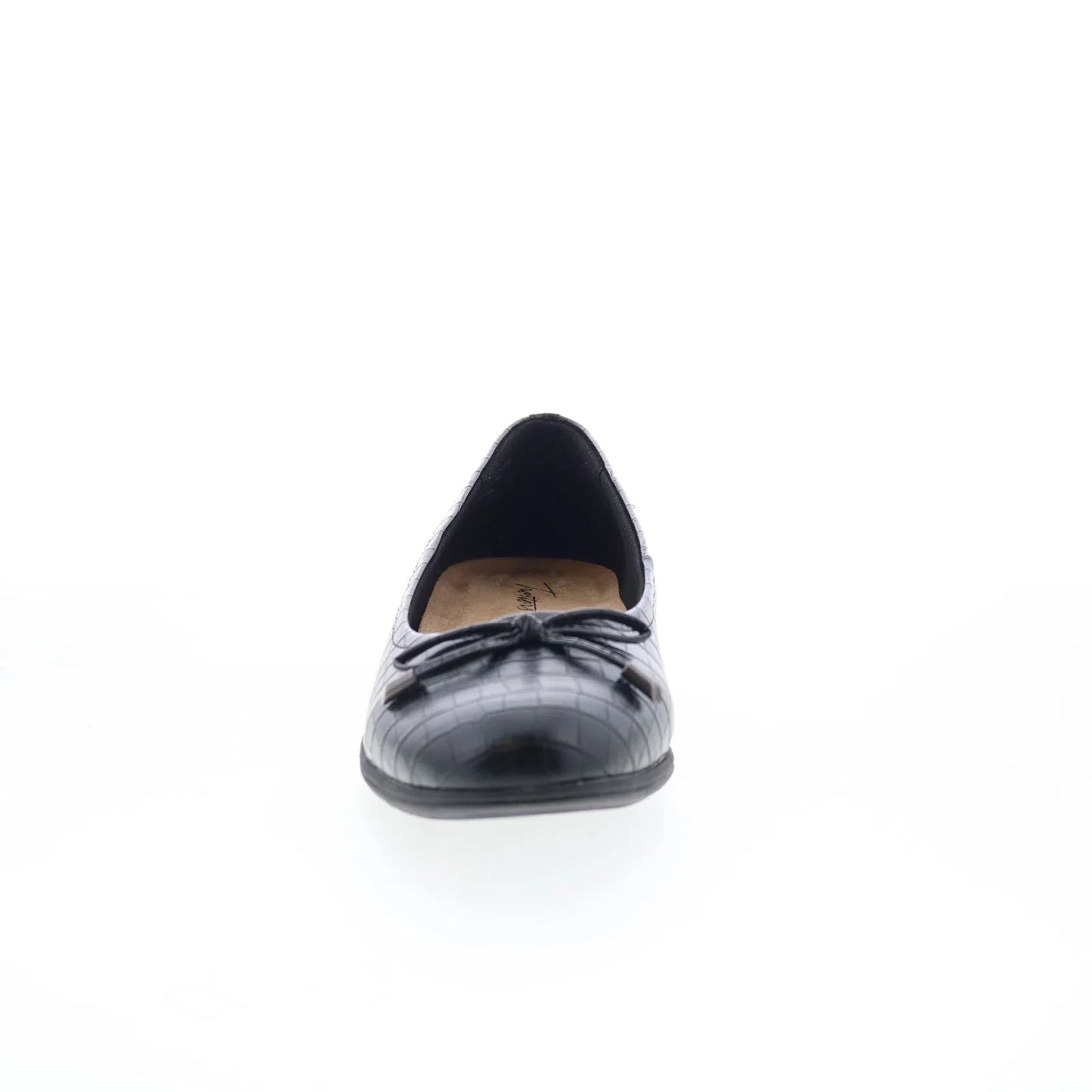 Trotters Dellis T2054-011 Womens Black Leather Slip On Ballet Flats Shoes