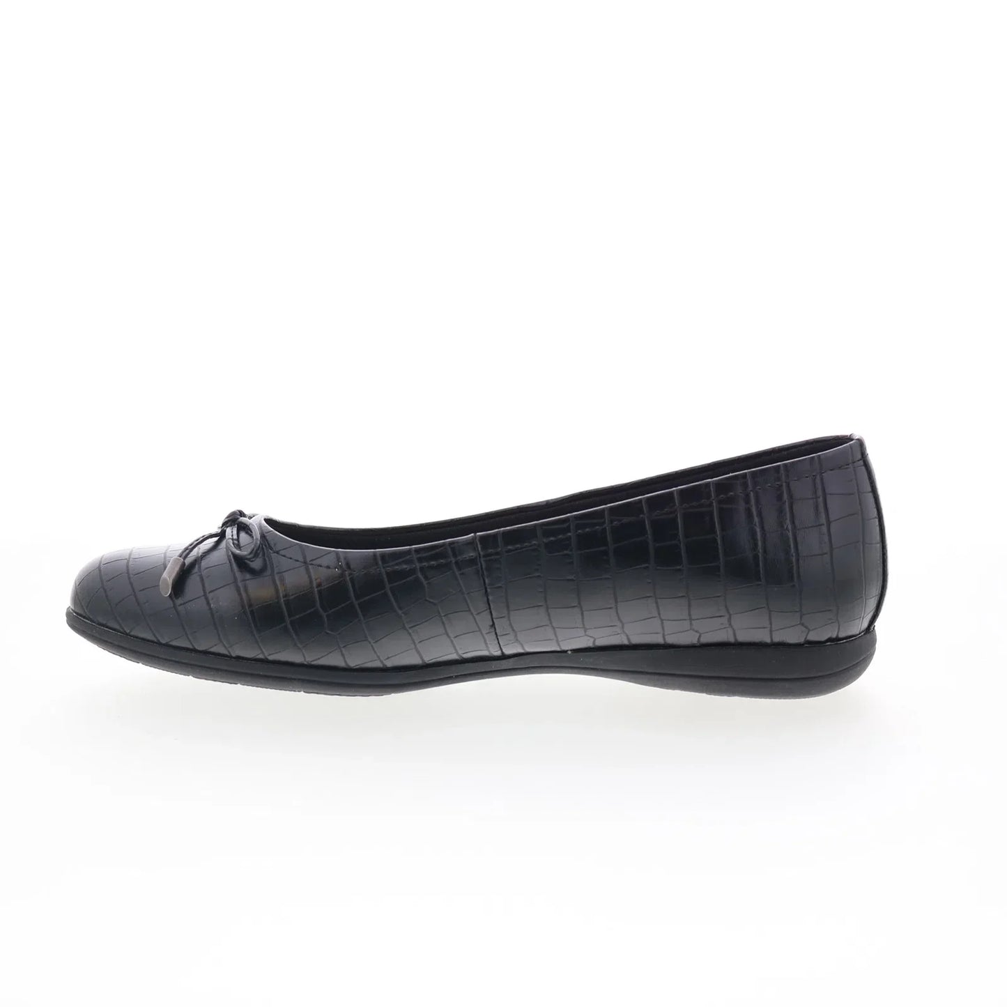 Trotters Dellis T2054-011 Womens Black Leather Slip On Ballet Flats Shoes