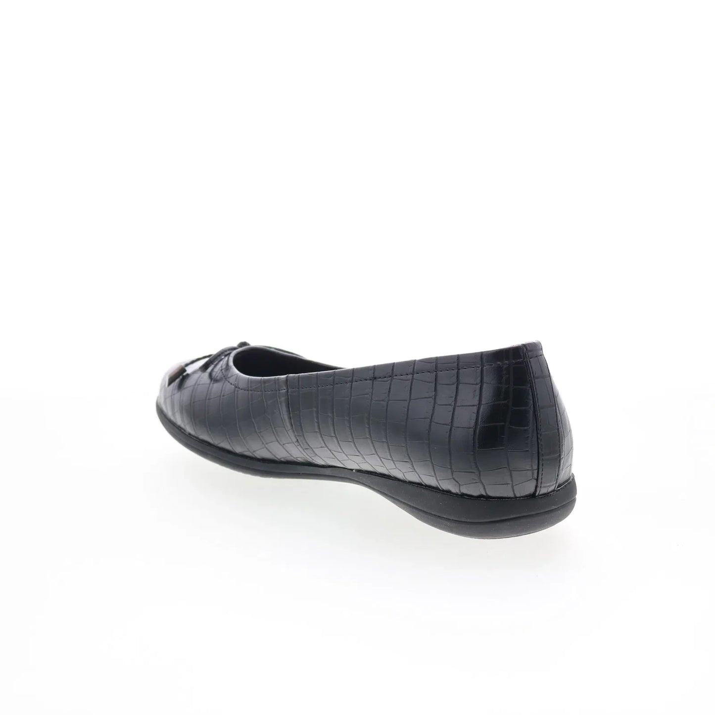 Trotters Dellis T2054-011 Womens Black Leather Slip On Ballet Flats Shoes