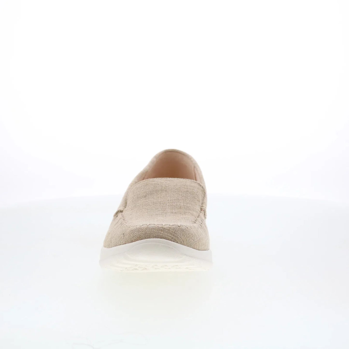Minnetonka Discover 61031 Womens Beige Canvas Slip On Loafer Flats Shoes