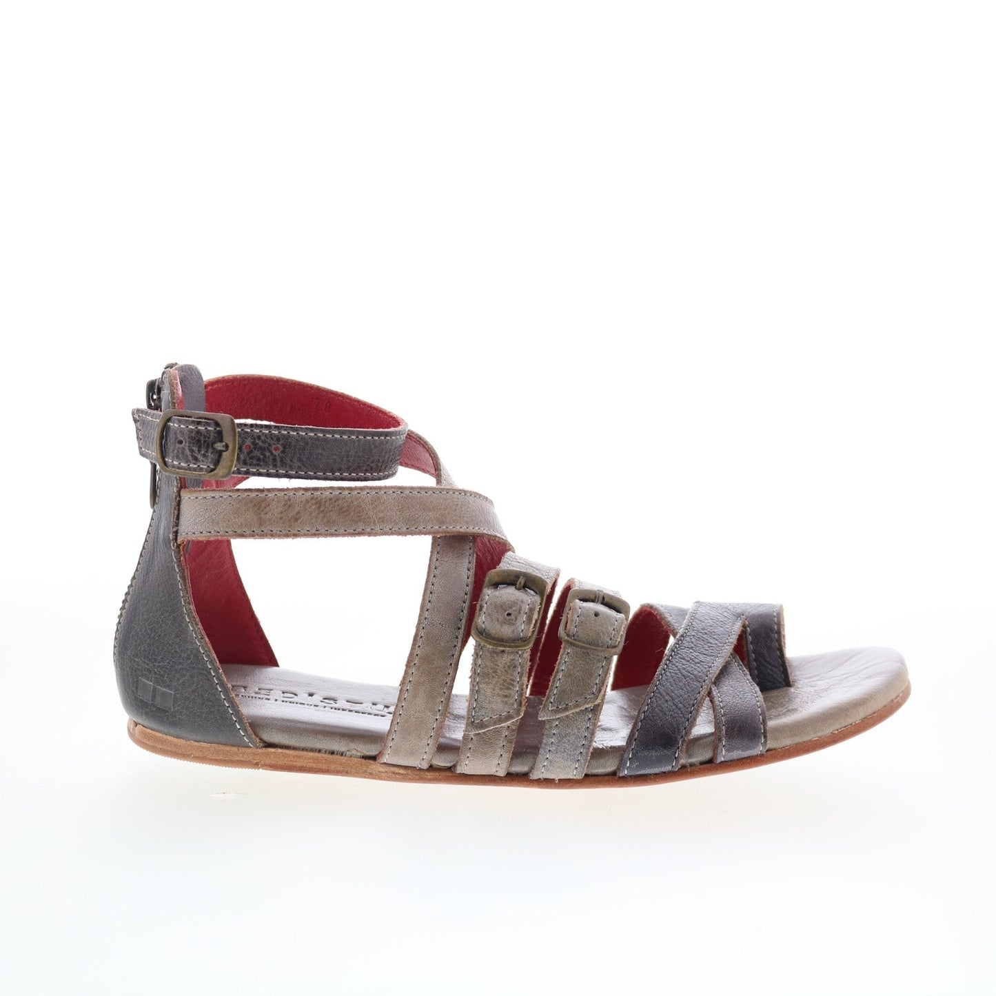 Bed Stu Miya F373046 Womens Brown Leather Zipper Strap Sandals Shoes