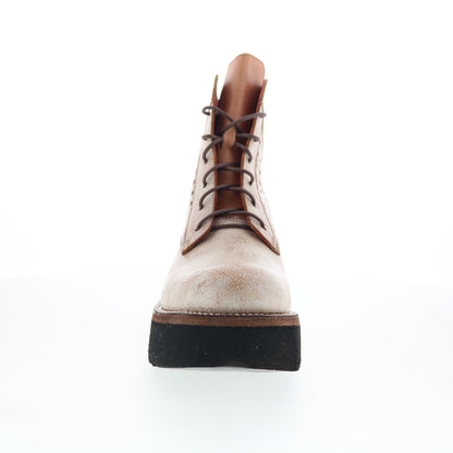 Bed Stu Tanzania F393086 Womens Beige Leather Lace Up Casual Dress Boots