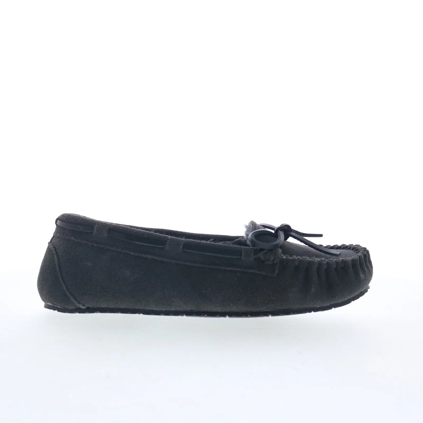 Minnetonka Junior Trapper 4034 Womens Black Suede Loafer Slippers Shoes