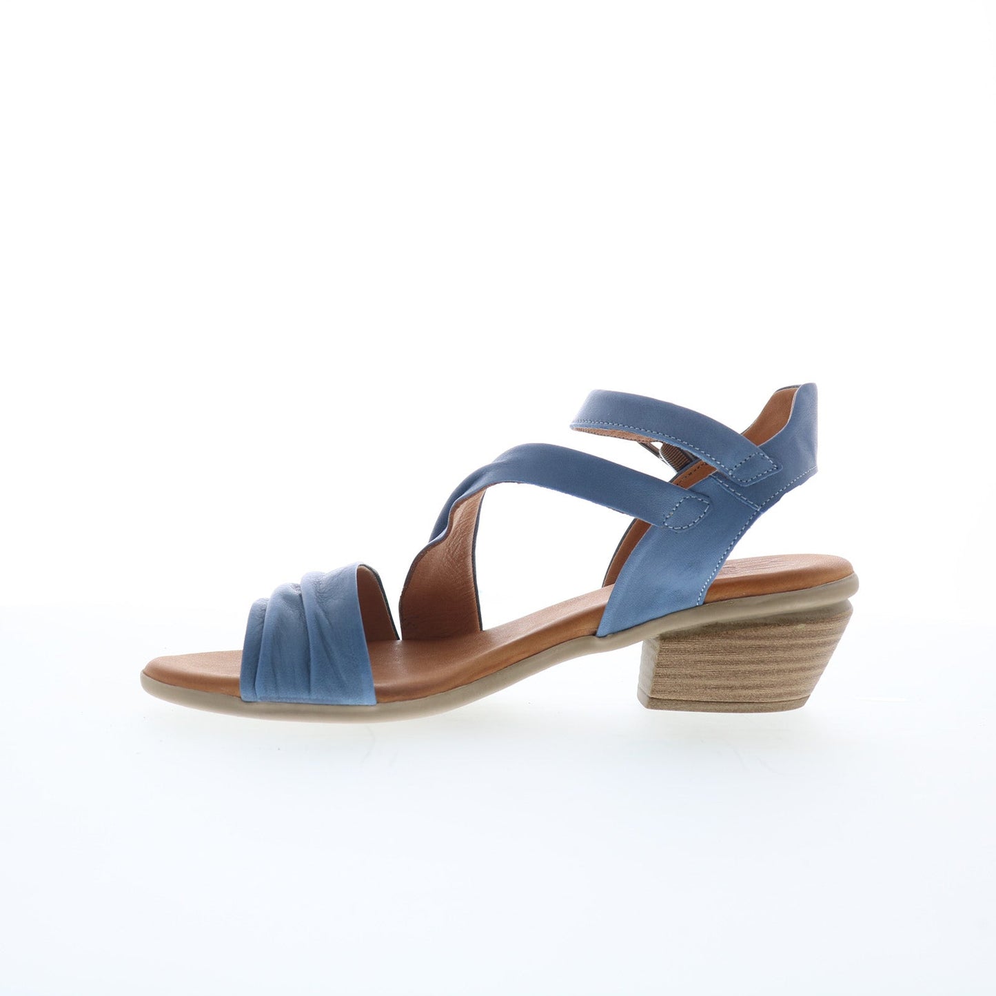 Miz Mooz Kailee Womens Blue Leather Hook & Loop Heeled Sandals Shoes
