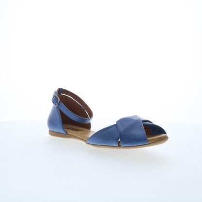 Miz Mooz Kendria Womens Blue Leather Hook & Loop Strap Sandals Shoes