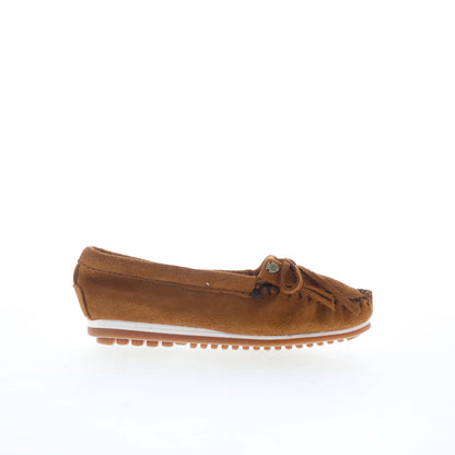 Minnetonka Kilty Plus 4302W Womens Brown Wide Suede Loafer Flats Shoes