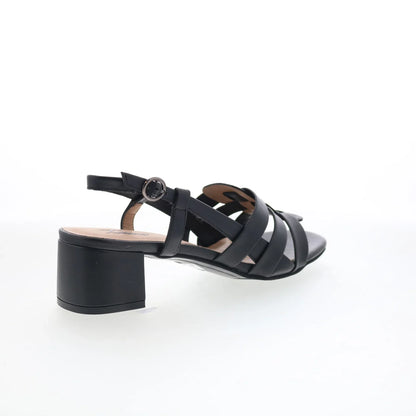 Trotters Luna T2313-001 Womens Black Leather Heeled Sandals Shoes