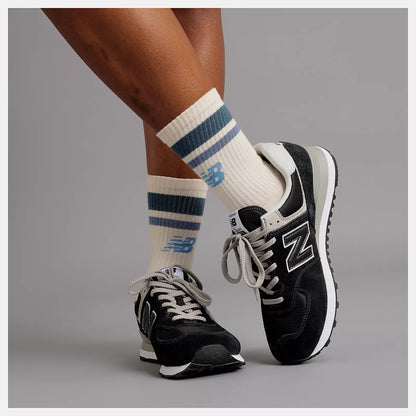 Men's Wide Fit New Balance ML574EVB Walking/Running Trainers - Exclusive - Black/White ENCAP