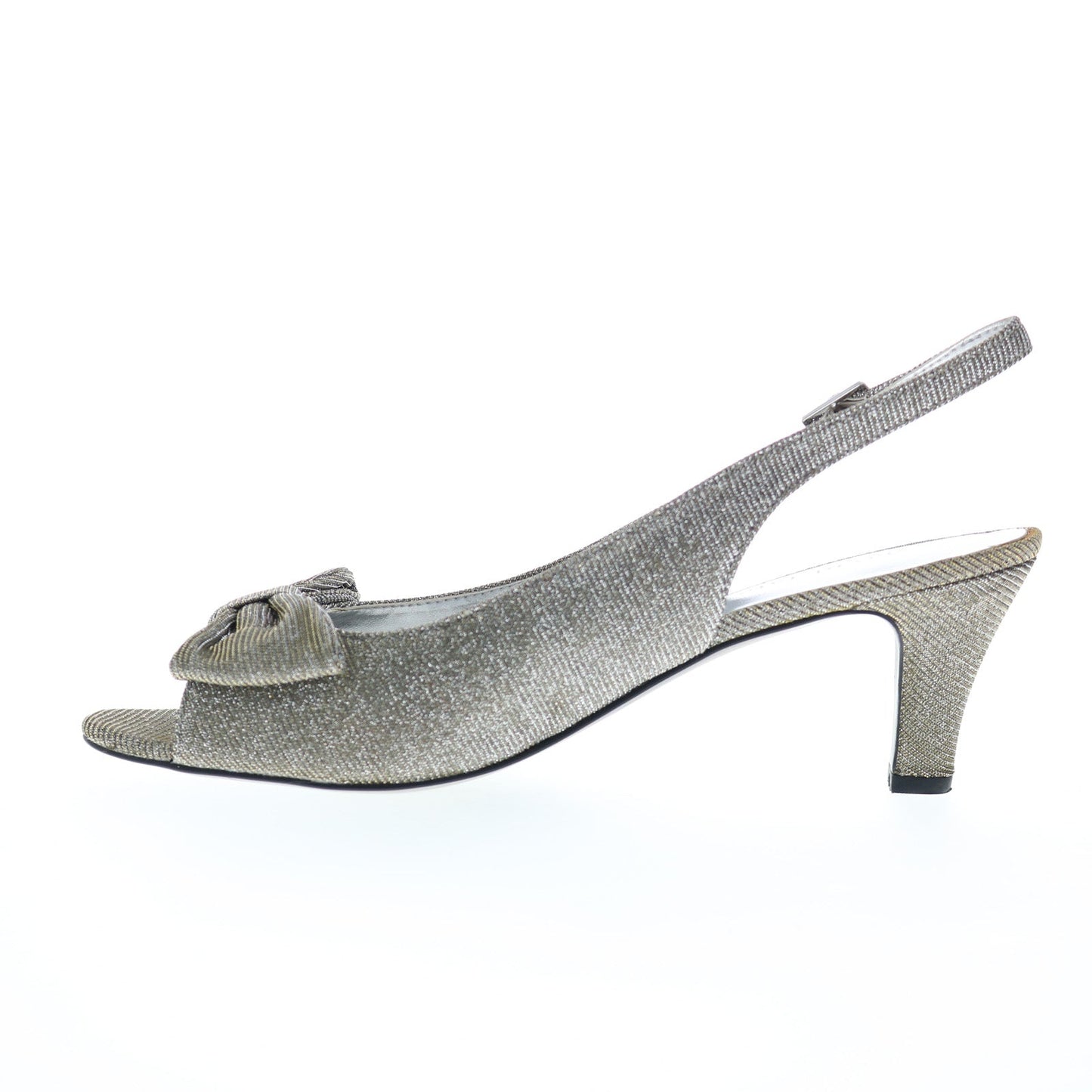 David Tate Spirit Womens Gray Wide Canvas Hook & Loop Slingback Heels Shoes
