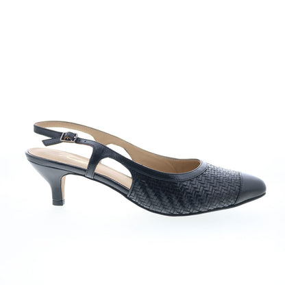 Trotters Kalen T2008-001 Womens Black Narrow Leather Slingback Heels Shoes