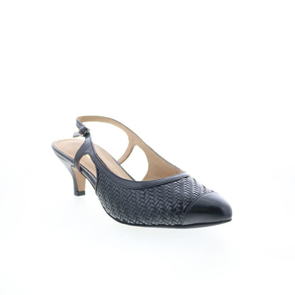 Trotters Kalen T2008-001 Womens Black Narrow Leather Slingback Heels Shoes