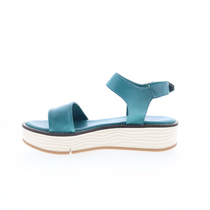 Miz Mooz Vice Womens Blue Leather Strap Slingback Sandals Shoes