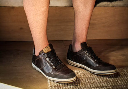 Wild Rhino Crest Mens Comfortable Leather Lace Up Casual Shoes