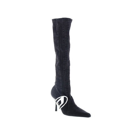 Diesel D-Eclipse KBT Y03222-P0585-H1939 Womens Black Canvas Knee High Boots