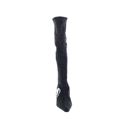 Diesel D-Eclipse KBT Y03222-P0585-H1939 Womens Black Canvas Knee High Boots